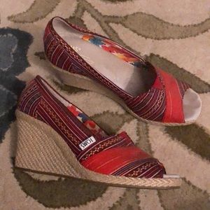 Toms Stella Peep Toe Wedge